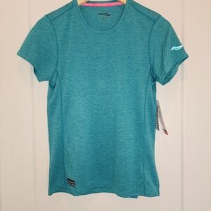 NWT Saucony Stopwatch Women Running Top Sz S Teal Recycled Athletic Gorpcore